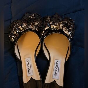 JIMMY CHOO Georgia Sequin Bow Mule